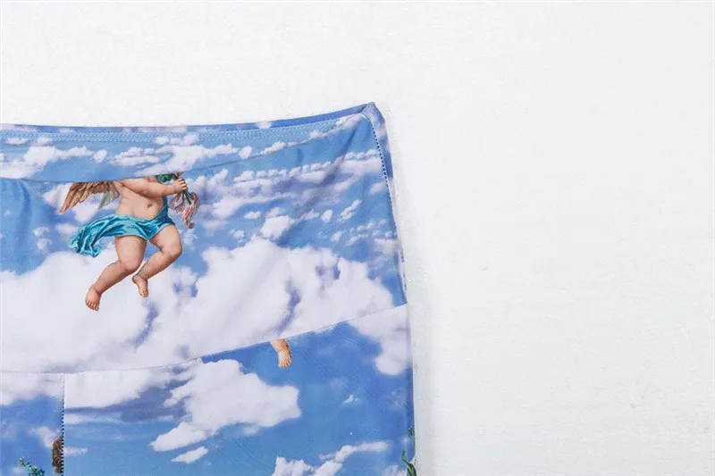 Women's Summer Elastic High Waist Fitness Leggings With Cupid Print