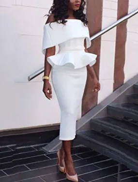Women's Summer Off-Shoulder Sleeveless Bodycon Dress With Ruffles