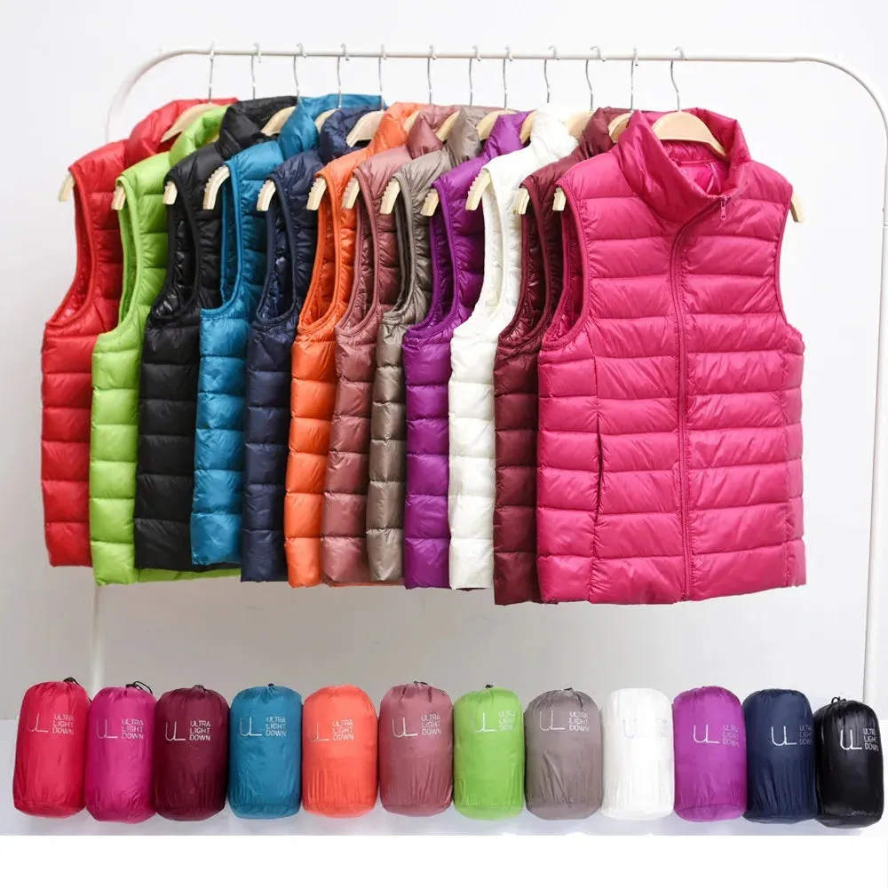 Women's Ultra-Light Slim Sleeveless Lightweight Windproof Down Waistcoat