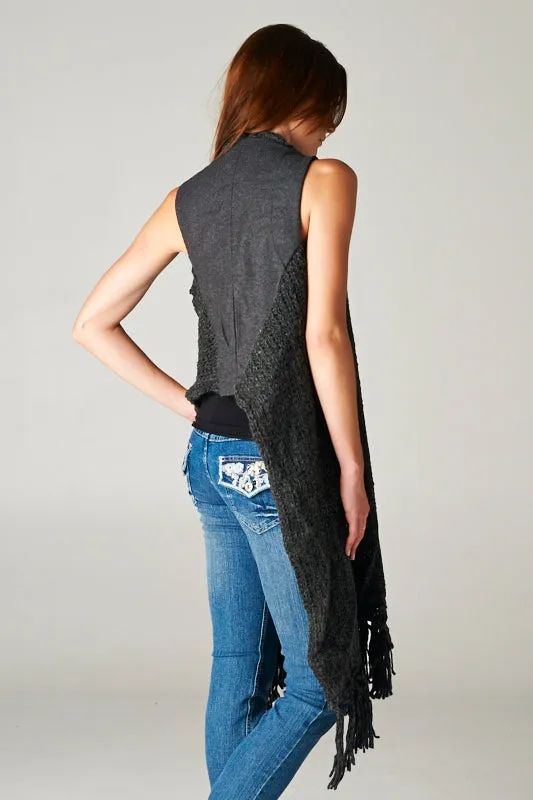 Woven Contrast Back Sweater Vest