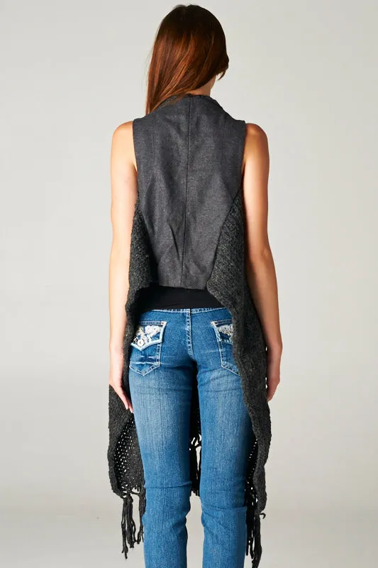 Woven Contrast Back Sweater Vest