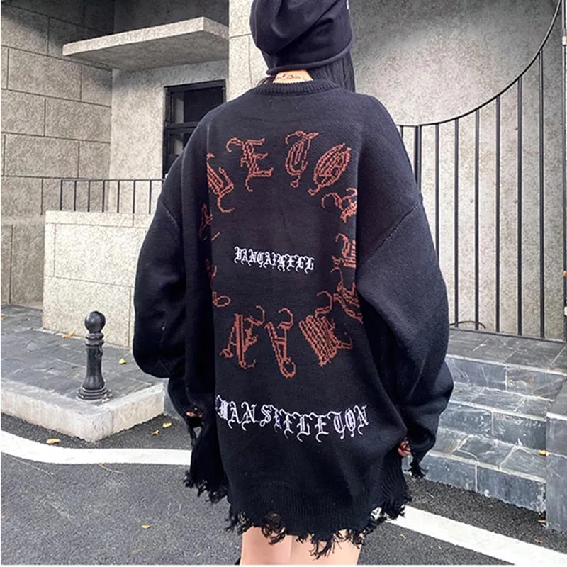 Y2K Skeleton Oversized Knitted Pullover