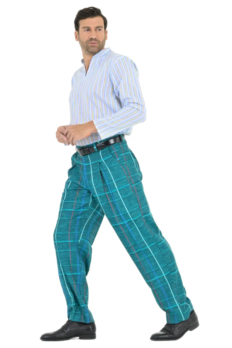 Yellow and Blue Striped Men's Shirt