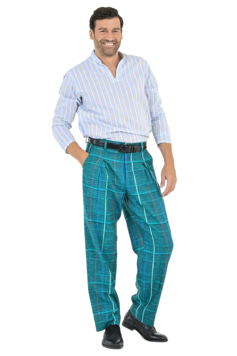 Yellow and Blue Striped Men's Shirt