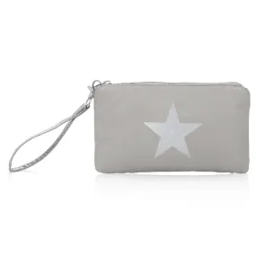Zip Wristlet in Earth Gray with Silver Star