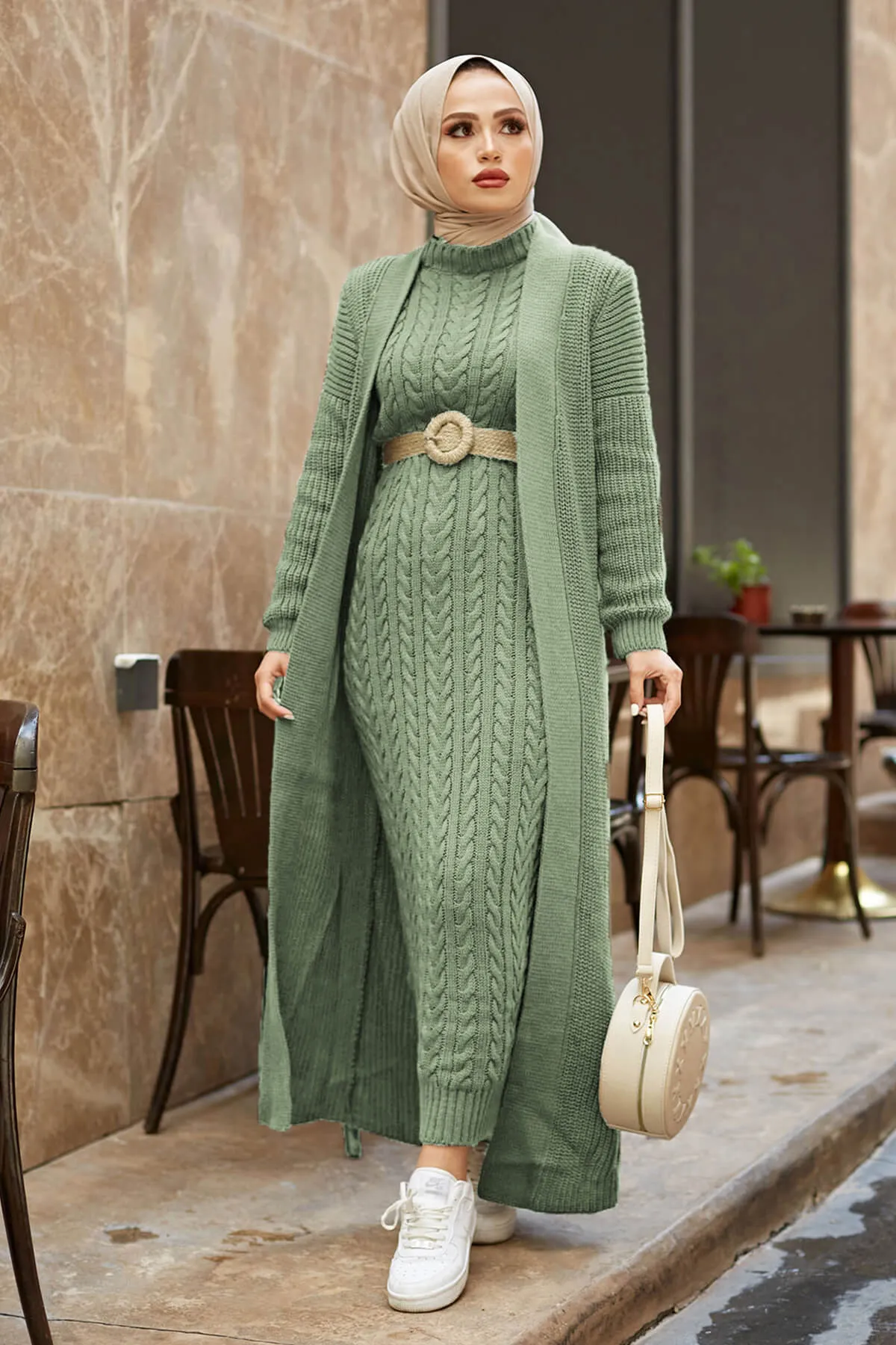 ZRF Women Knit Mint Cardigan Dress Suit - Novovolynsk